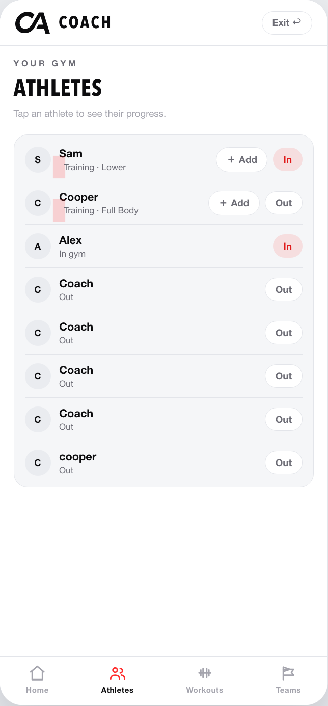 Calloway athletes roster with attendance status