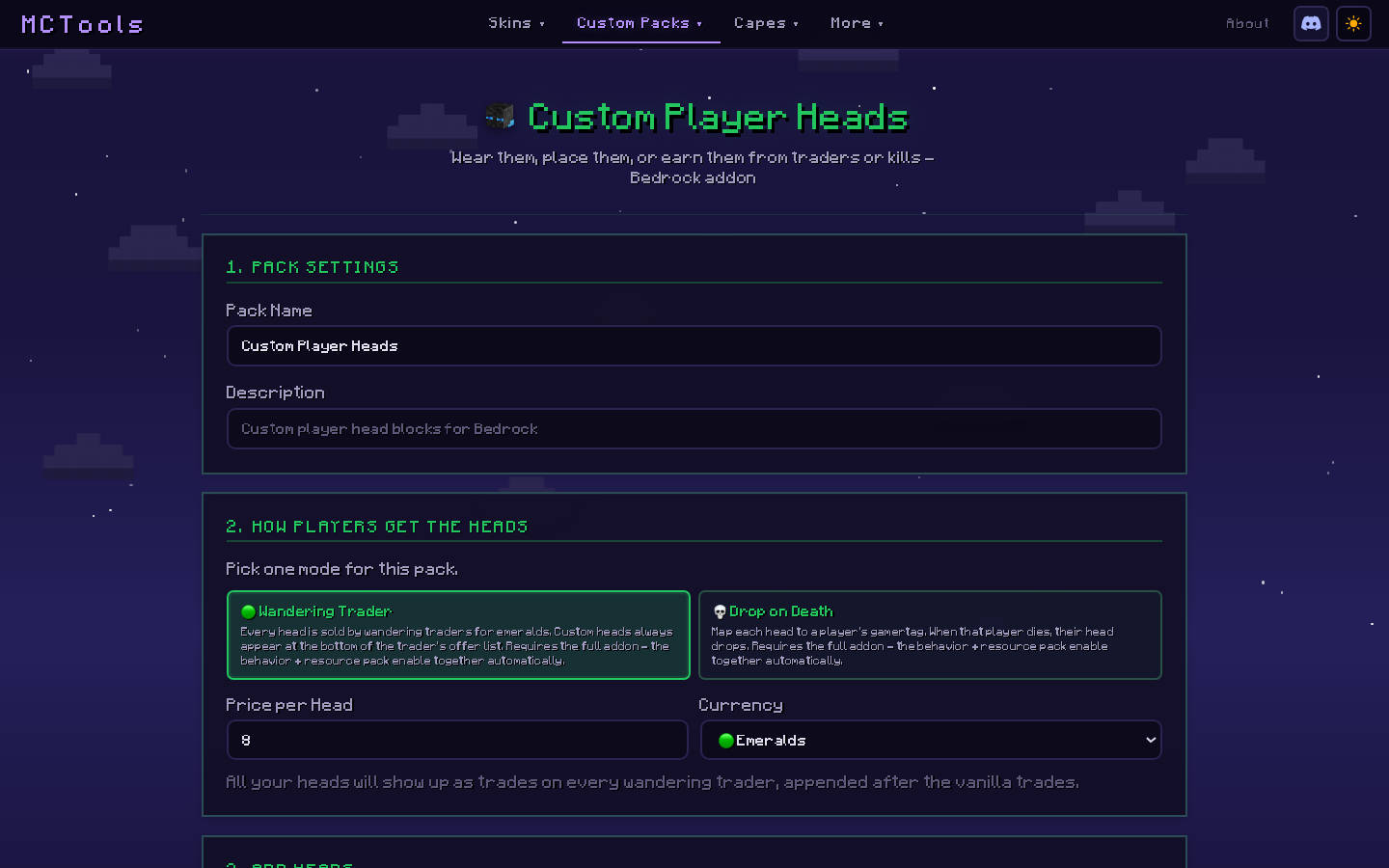 mc-tools Custom Player Heads tool